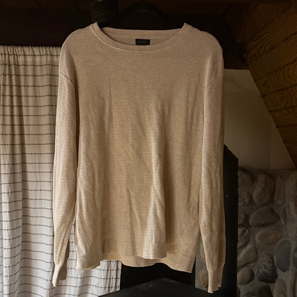 J. Crew Cream Ribbed Crewneck Sweater